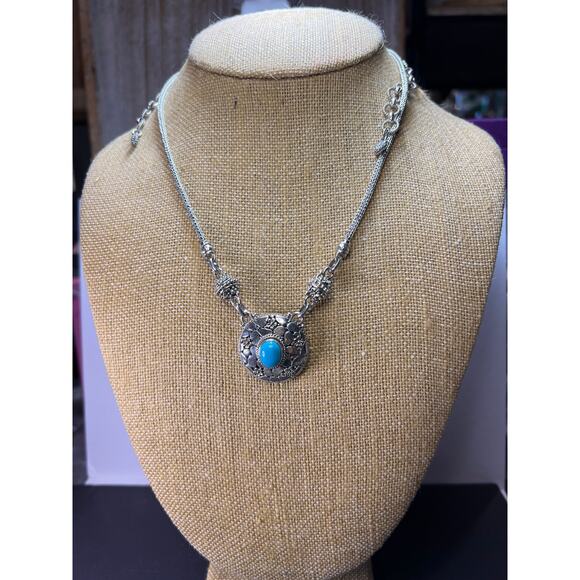 Sarda Turquoise Sterling silver Byzantine station necklace 16-25 inches - Picture 16 of 16